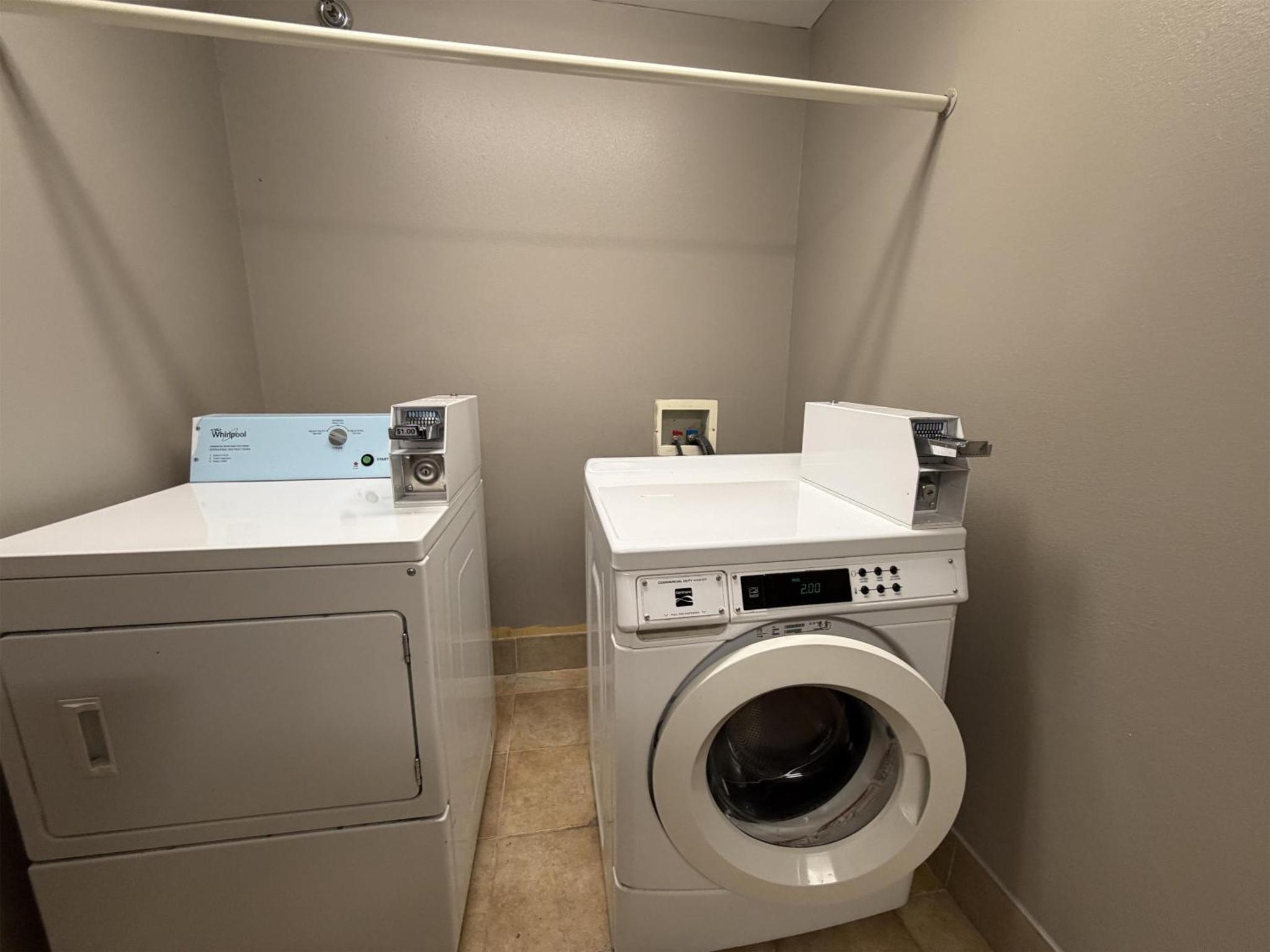 Washer and dryer in the hotel guest laundry area